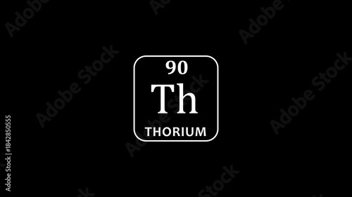 90 Number thorium icon animation .school chemistry lesson animation .Design shows name, atomic weight and element number.