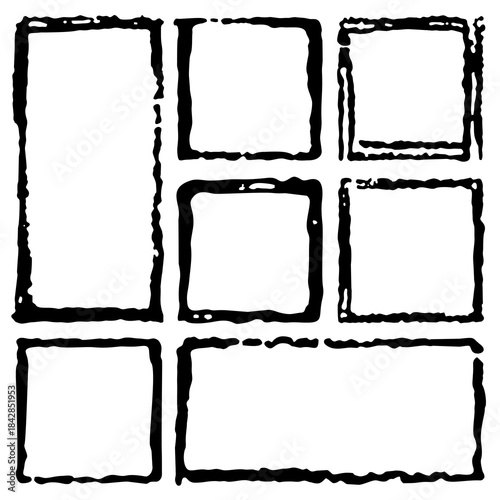 Set of grunge square frames...