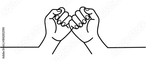 Hands Pinky Promise Line Art Vector Showing Trust, Friendship and Emotional Bond