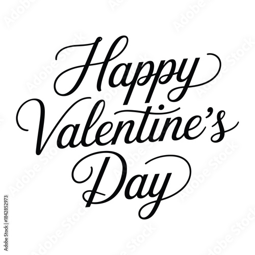 Happy Valentines Day Luxury Script Vector with Elegant Calligraphy for Romantic Greeting