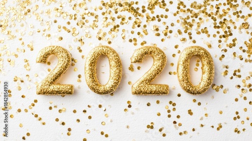 Golden Glitter Number 2020 Celebration Decor for New Year Festive Background