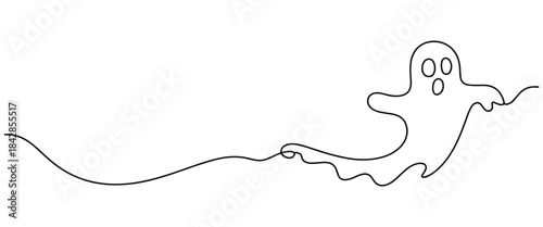 Ghost Illustration for Halloween Art Featuring Spooky Line Style Character Design