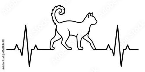 Cat Heartbeat Line illustration