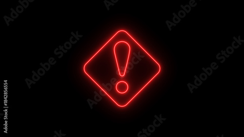 Red Neon Exclamation Mark Diamond Warning Sign danger