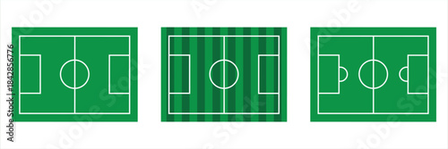 Football Field Icon Set – Flat Line Style Soccer Pitch Vector Illustration for Sports Graphics