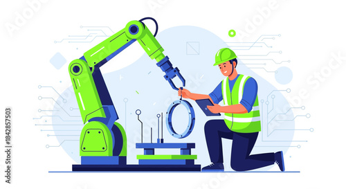 Automated manufacturing cell controlled by an operator for optimized industrial production with