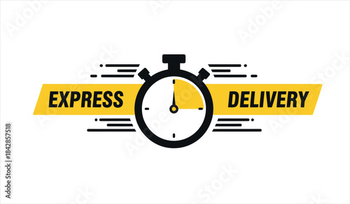 Express delivery stopwatch icon vector graphic for fast shipping services
