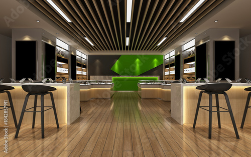 3d render electronics technology shop retail store