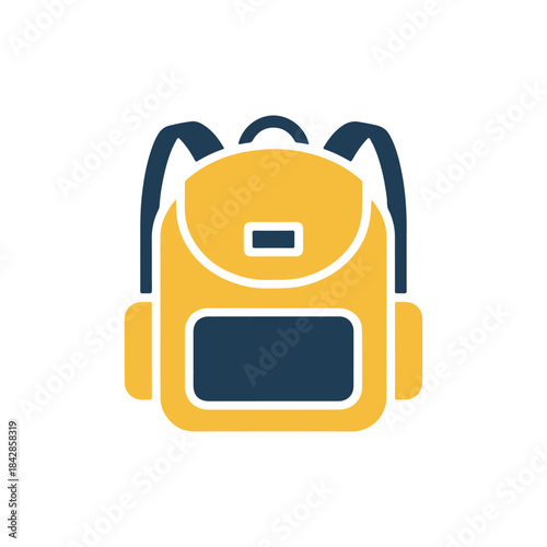 School Backpack Icon Vector – Modern Bag Illustration for Education, Travel, Classroom Supplies, and Student Essentials