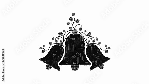 Elegant decorative bells with floral accents, symbolizing celebration and tradition