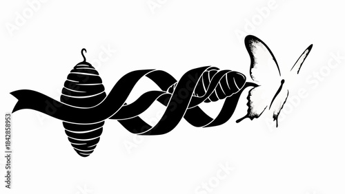 Symbolic transformation from hive to butterfly through a DNA helix and ribbon