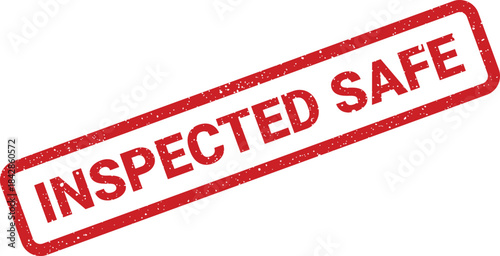 Distressed red stamp presenting the declaration inspected safe, certifying security or hazard free status