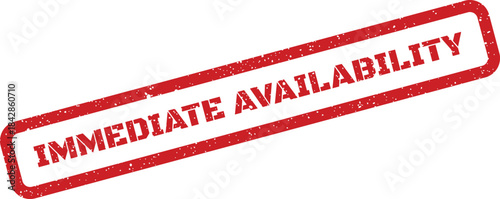 Distressed rubber stamp declaring immediate availability, ideal for service updates or ready to use status notifications