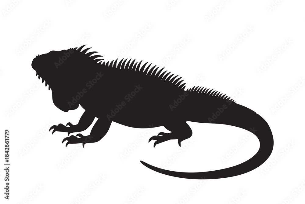 Fototapeta premium Exotic Tropical Iguana Lizard Reptile Silhouette