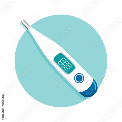 Essential digital thermometer icon for health monitoring, illustrating temperature measurement and the concept of fever or wellness assessment in a modern medical context
