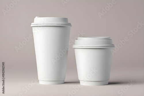 Wallpaper Mural Matte White Paper Cup Mockup — Two-Cup Staggered Heights Composition Torontodigital.ca