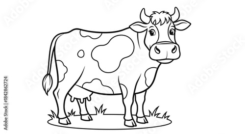 Happy Friendly Farm Cow Character on Isolated White Background