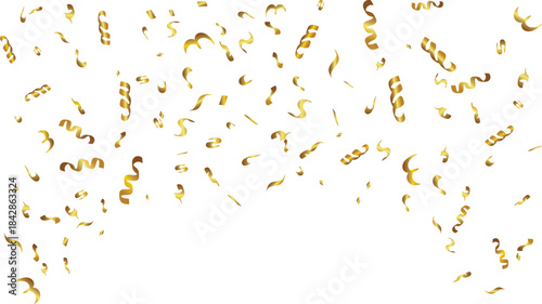 Golden confetti streamers falling down for party celebration event background, 4k video