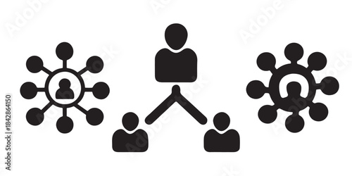 Professional Leadership Network Icons Set for Business Team Management and Organization Structure