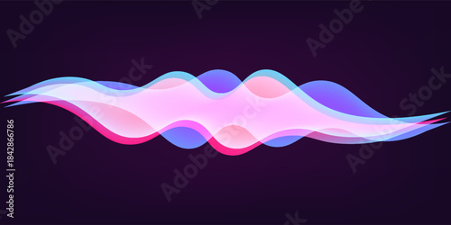Sound wave, abstract colored equalizer, personal ssistant, voice recognition. Smart home ui element. Speaking waveform, vector gradient flow. Futuristic illustration in neon colors.