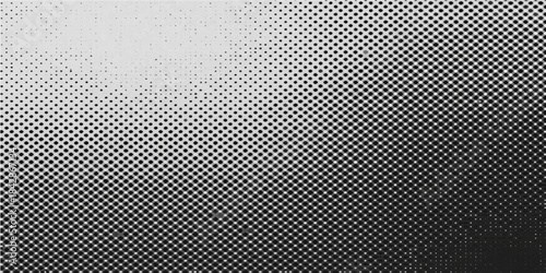 Seamless industrial pattern of a black and white abstract metal mesh background featuring a textured chrome steel grid with circular holes and a metallic silver carbon fiber material design