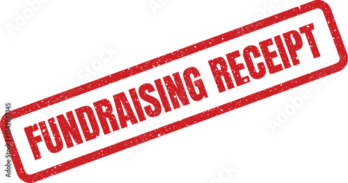 Distressed rubber stamp impression with fundraising receipt text for charity donations and acknowledgments