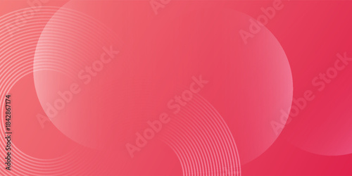 Abstract Pink Red Gradient Background with Geometric Circles and Lines