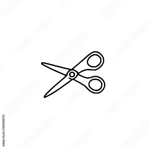 Black line art basic scissors icon on white backgr