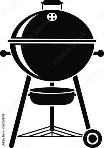 BBQ Grill Icon Simple Black and White Vector Graphic