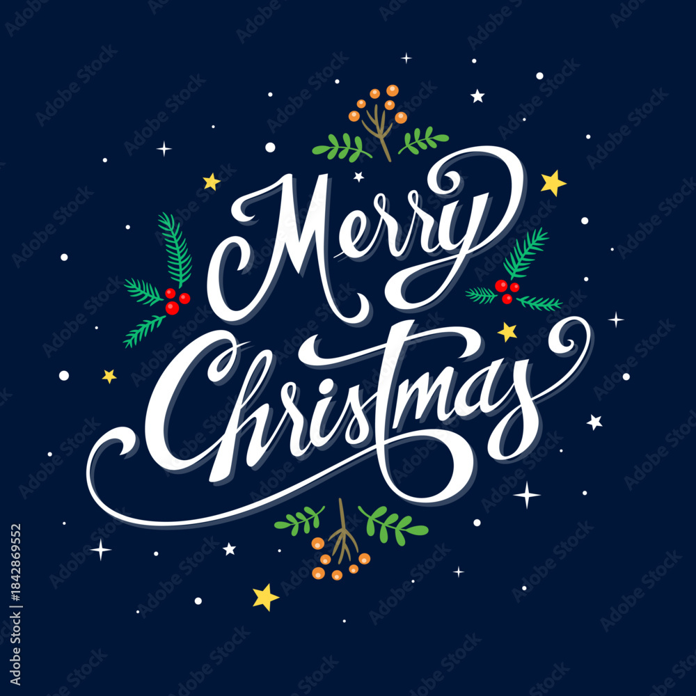 Naklejka premium Merry Christmas and Happy New Year Background. Merry christmas design template, greeting cards, banner, poster,holiday cover. Christmas tree, ball, Merry Christmas typographic. Xmas decoration.