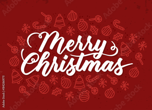 Merry Christmas and Happy New Year Background. Merry christmas design template, greeting cards, banner, poster,holiday cover. Christmas tree, ball, Merry Christmas typographic. Xmas decoration. 