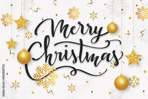 Merry Christmas and Happy New Year Background. Merry christmas design template, greeting cards, banner, poster,holiday cover. Christmas tree, ball, Merry Christmas typographic. Xmas decoration. 