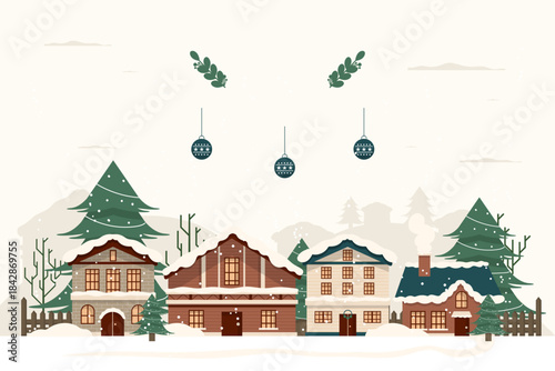 Merry Christmas and Happy New Year Background. Merry christmas design template, greeting cards, banner, poster,holiday cover. Christmas tree, ball, Merry Christmas typographic. Xmas decoration. 