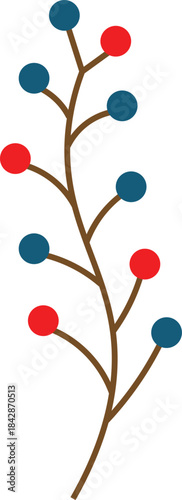 Branch with red and blue berries