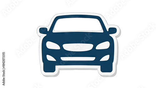 Blue Car Icon on White Background