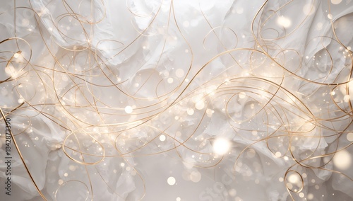Light and Ribbons Dance in a Bright Background With Soft Textures and Shiny Elements