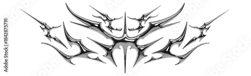 Foto 3D chrome tribal graphic with sharp edges and futuristic style