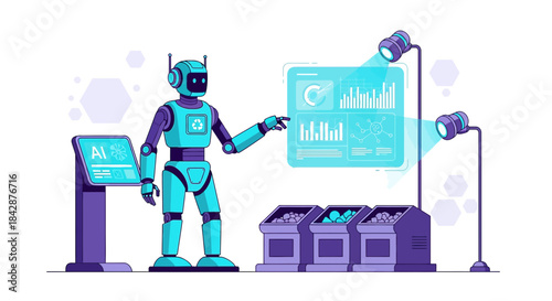 Innovative recycling process managed by autonomous robot with advanced analytics interface