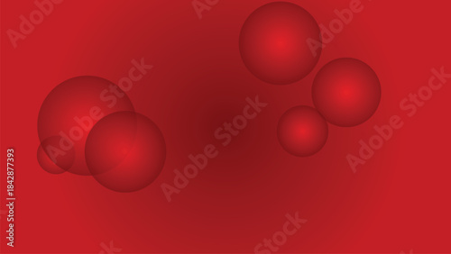 Red background with floating red spheres