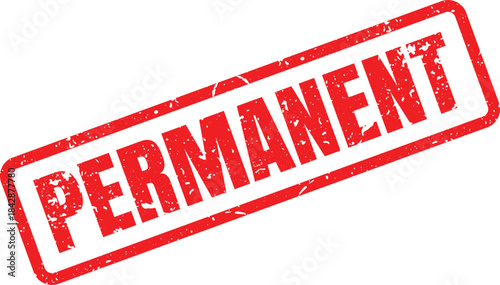 Red grunge rubber stamp mark with the clear bold word PERMANENT displayed against a simple white background