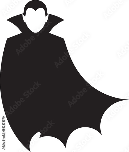 Black silhouette of a vampire with a cape and pointed collar vector