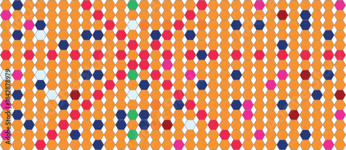 Vibrant multicolored dots on orange background with white lower section