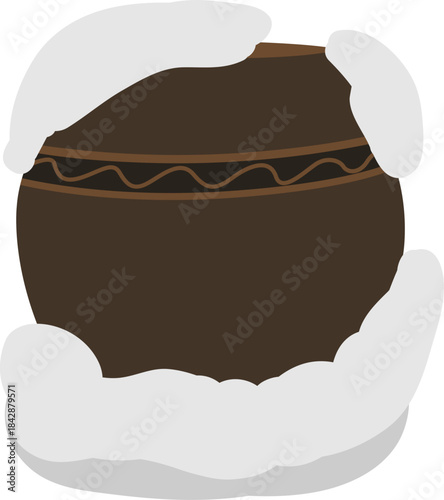 눈에 덮힌 장독 항아리