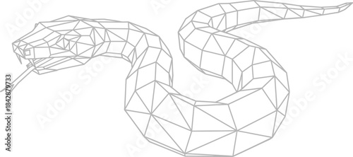 Geometric snake illustration with a low poly design on a dark black background
