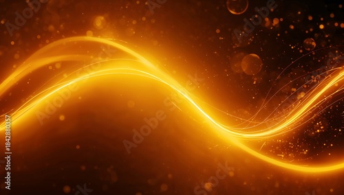 Stream of Golden Light Moves Through Dark Background With Soft Glow and Shimmer