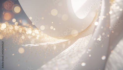 Light and Ribbons Dance in a Bright Background With Soft Textures and Shiny Elements