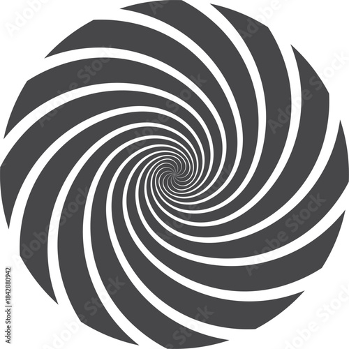 A black and white spiral with a white background