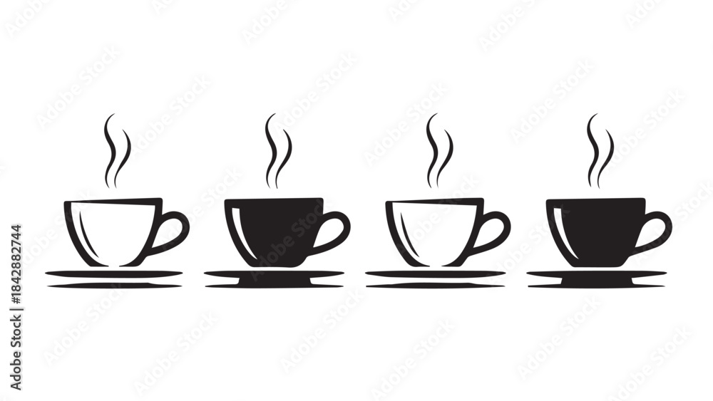 Obraz premium Stylized coffee cup illustration with bold lines and vibrant colors