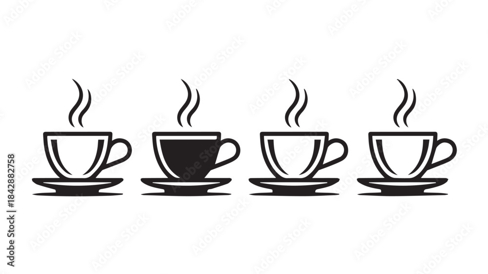 Obraz premium Stylized coffee cup with steam and abstract elements