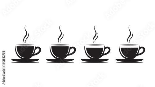 Modern vector illustration of a steaming coffee cup with abstract design elements